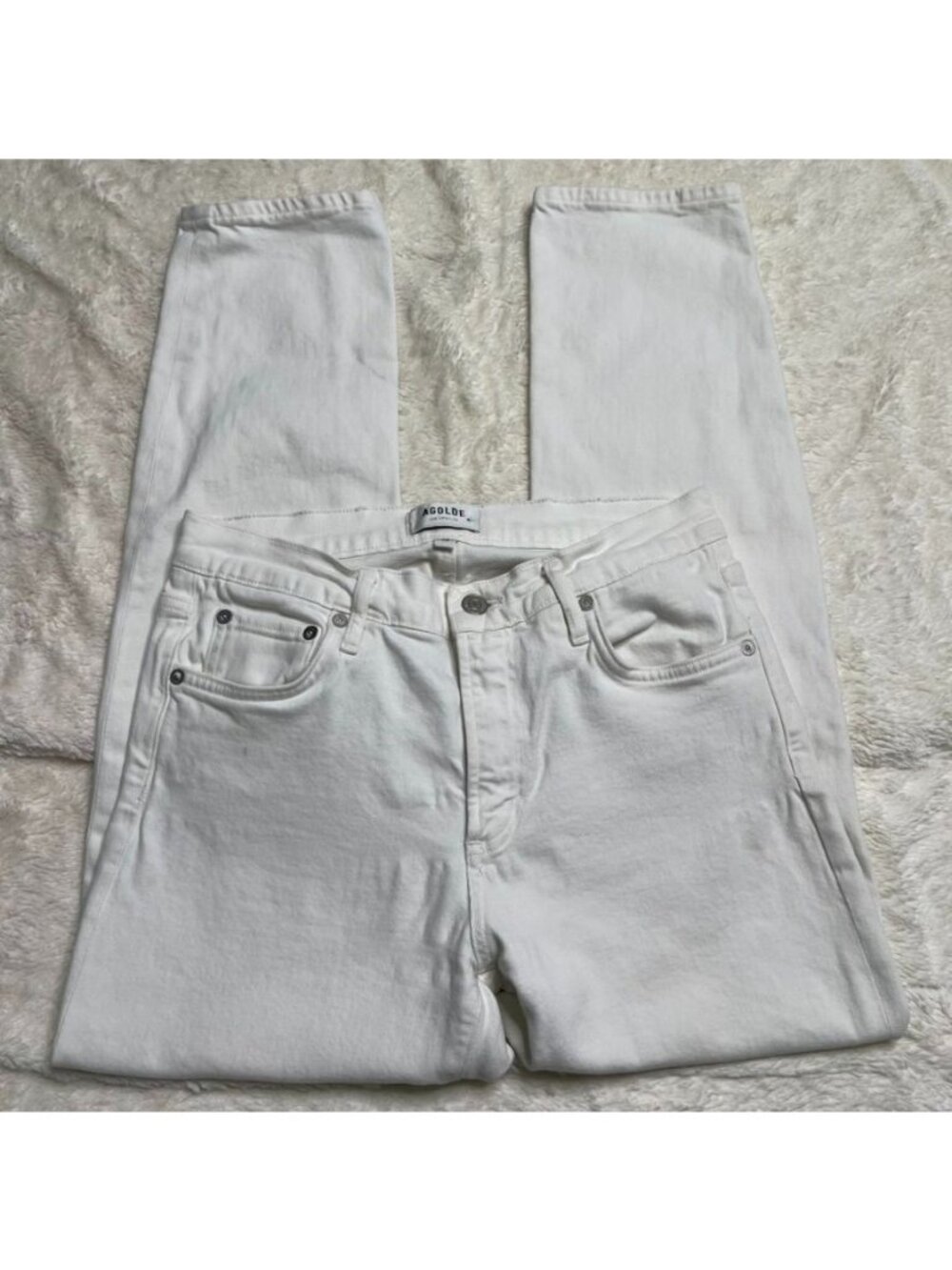 AGOLDE Toni White Mid Rise Straight Jeans Womens Size 28 Ankle Comfort Stretch